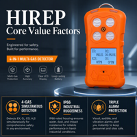 Détecteur de gaz portable HIREP 4 en 1, moniteur multi-gaz rechargeable EX O2 H2S CO avec alarme sonore et visuelle par vibration, vente en gros