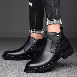 <span class=keywords><strong>Chaussures</strong></span> pour hommes en cuir pleine fleur, grande taille 47, mi-mollet, respirantes, style britannique, à fermeture éclair, nouvelle collection automne/hiver, pour le commerce transfrontalier - Product Image 4