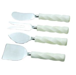 Ensemble de couteaux à fromage en acier inoxydable avec manche en résine bleue à motif floral, cadeaux élégants pour l'inauguration de la maison, ensemble personnalisé de 4 pièces - Product Image 4