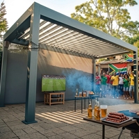 Pergola Bioclimatique Motorisée Airfun en Aluminium avec Toit Rétractable à Lames - Protection UV et Éclairage LED pour Jardin (Décorations Offertes)