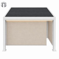 Pergola motorisée moderne en aluminium pour patio, toit à lames 100 % étanche, finition thermolaquée, durable et écologique