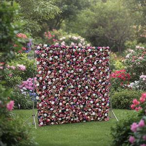 Elegante Panel de Fondo Floral 3D de Rosas Artificiales de Seda Rosa 5D Hechas a Mano para <span class=keywords><strong>Bodas</strong></span>, Hogar, Salón, Día de San Valentín - Product Image 5