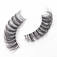 Faux cils en bande complète, effet naturel, avec bande invisible transparente, courbure D russe, tige hyaline, 3D multicouche, en vison synthétique, logo personnalisé