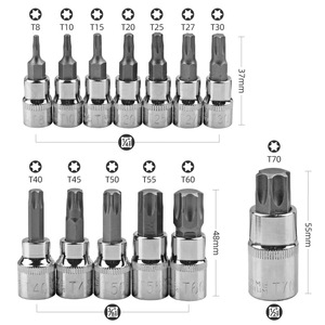 Industrial Grade 13-Piece <b>Torx</b> Hex Socket <b>Bit</b> Set 1/4 In Drive Chromium Vanadium Steel Sandblasting Finish - Product Image 5
