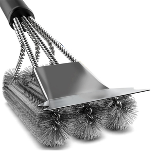 Brosse de nettoyage pour barbecue <span class=keywords><strong>SEB</strong></span> 18'', grattoir, brosse en fil métallique tressé 3 en 1 pour barbecue, nettoyeur de grille en acier inoxydable - Product Image 1