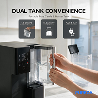 Distributeur d'eau à osmose inverse PUREZA PU-T01 chaud et froid pour comptoir, système de filtration d'eau noir SIX CORE TECHNOLOGIES