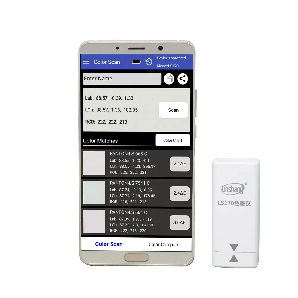 Linshang LS170 Tessili Per La Ceramica di Carta Dispositivo di Misurazione della Differenza di Colore Tasca Colorimetro con Biblioteca Colore APP