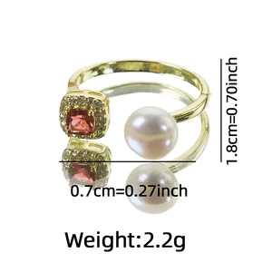 Anillo Abierto de Circonita Cuadrada <span class=keywords><strong>para</strong></span> Mujer, Anillo Chapado en Oro de 18K, Joyería Vintage GR0430 - Product Image 5