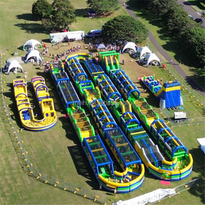 Hot Bán thiết kế mới đẹp ngoài trời trò chơi thể thao lớn Inflatable khóa học trở ngại Bouncer trượt vật liệu PVC dễ dàng thiết lập cho - Product Image 1