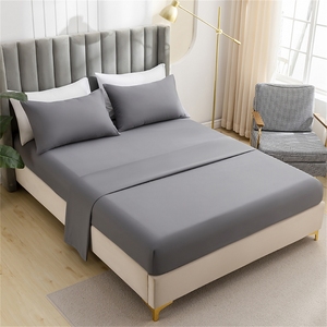 Chất Lượng Bộ Đồ Giường Khách Sạn Thiết Lập Mới Thời Trang Thoáng Khí Da Thân Thiện Với <span class=keywords><strong>Polyester</strong></span> Vải Đồng Bằng Màu Rắn Phòng Ngủ Bốn Mảnh Thiết Lập Dệt - Product Image 2