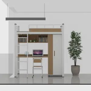 Modernes Einzelbett mit Schreibtisch und Computertisch platzsparendes Design für Studentenwohnzimmer und Appartments Schalmiubile