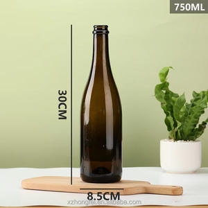 Venta al por mayor botellas de vino de 750ml redondas de vidrio vacío con sello de corcho para Mini Champagne <span class=keywords><strong>Vin</strong></span> Rouge superficie serigrafiada - Product Image 5