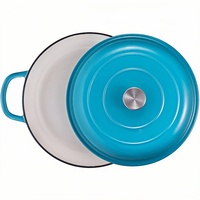 Casserole à fruits de mer de 30 cm (12 pouces) avec couvercle, en fonte émaillée, plat de cuisson peu profond, en fonte, vente chaude