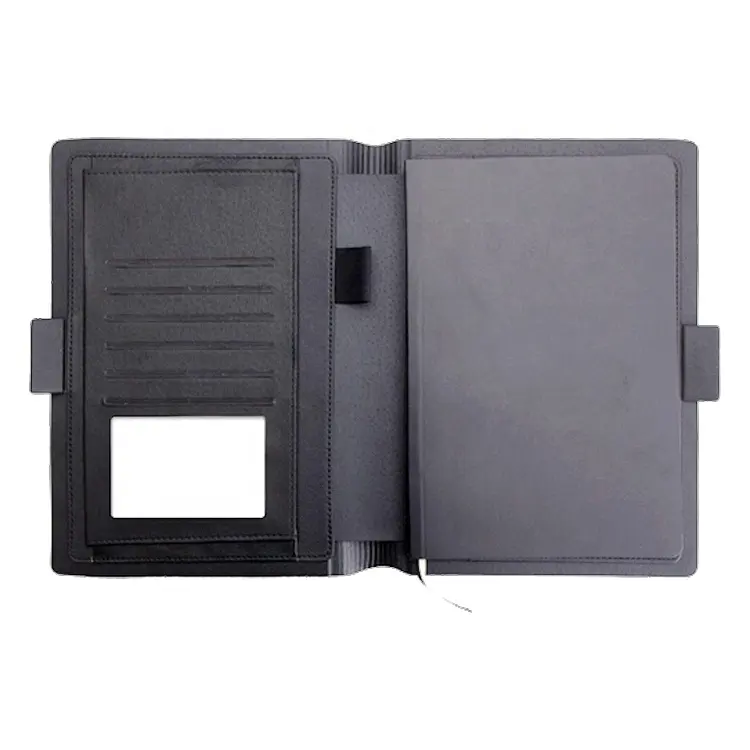 Custom Passport Holder Pu Leather Notebook File Holder A4 Leather Document Folder For Documents With Pen Holder