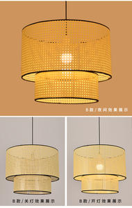 Paralume <span class=keywords><strong>in</strong></span> bambù paralume a tamburo lampada a sospensione moderna per cucina ristorante Vintage dal Vietnam - Product Image 2