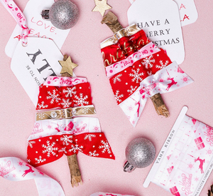 Ruban de décoration pour emballage cadeau de Noël, boîte cadeau nouée avec du ruban tissé rouge et rose <span class=keywords><strong>Yao</strong></span> <span class=keywords><strong>Ming</strong></span> pour Noël - Product Image 4