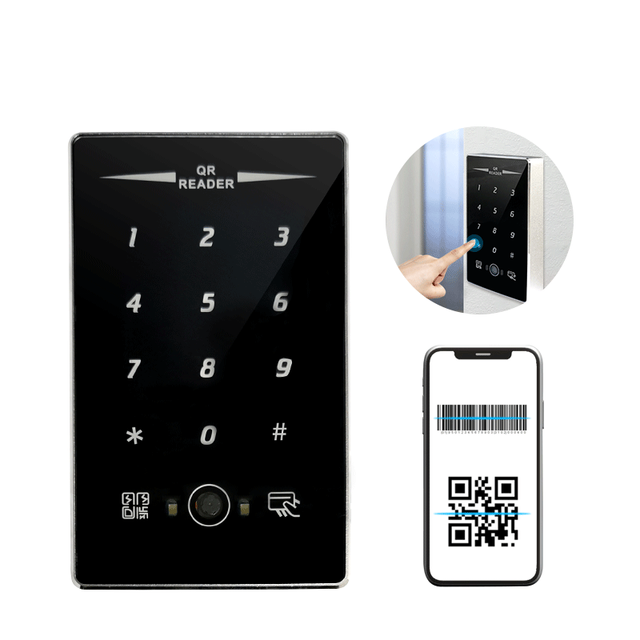 Outdoor Access Control Keypad QR Code Card Reader 125KHz EM RFID UART/RS485 Interface 3-5cm Reading Distance ISO 14443A Protocol