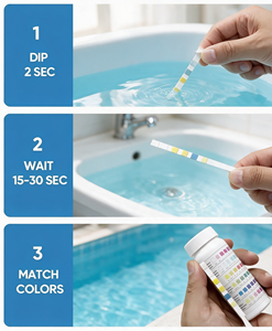 Tiras Reactivas para Piscina 3 en 1, 50 Tiras, Probador de <span class=keywords><strong>Cloro</strong></span> Libre, pH y Alcalinidad para Jacuzzi y Spa, Resultados Rápidos y Precisos - Product Image 4
