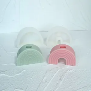 3D Rainbow shape candle base Resin Silicone Molds Epoxy Casting candle holder concrete silicone Mould for DIY Craft