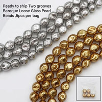 Perles de verre baroques irrégulières à deux rainures, prêtes à l'emploi, sac de 5 pièces, couleurs personnalisées, 50 brins par couleur, fournitures de bijoux DIY