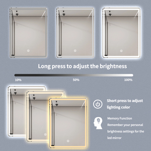 <span class=keywords><strong>Miroir</strong></span> led <span class=keywords><strong>de</strong></span> <span class=keywords><strong>salle</strong></span> <span class=keywords><strong>de</strong></span> <span class=keywords><strong>bain</strong></span> intelligent désembueur rectangulaire sans cadre avec luminosité réglable 3 couleurs - Product Image 3