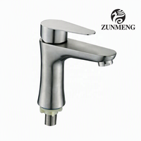 Robinet de lavabo mural en acier inoxydable de style classique, à poignée unique, eau froide, pour usage hôtelier