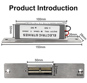 Khóa cửa tấn công điện cho hệ thống kiểm soát truy cập không an toàn hoặc không an toàn NC/không 12V loại hẹp 12V - Product Image 4