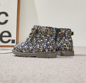 Customized Classic Style Kids <b>Toddler</b> <b>Girl</b> Ankle <b>Boots</b> Metallic Flower Flus Cotton European Fashion <b>Boots</b> for Children - Product Image 5