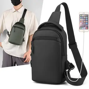 Men's Outdoor Chest Bag Fashion Student Crossbody Bag Multi-functional Nylon Portable Simple Shoulder Bag