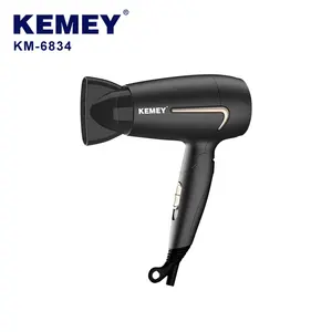 1800W ABS เครื่องเป่าผมแบบพับได้,เครื่องเป่าผมสำหรับเดินทาง Kemey KM-6834ขายส่ง OEM โรงแรมในครัวเรือนร้านเสริมสวยมืออาชีพเครื่องเป่าผม