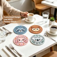 Sous-verres en PVC souple 3D personnalisés en gros, sous-verres à logo personnalisé, ensemble de sous-verres OEM ODM, protection de table pour la maison et les cadeaux
