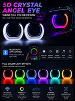 VAHID 5D Crystal Angel Eyes I6-U DRL Luces de Circulación Diurna WRGB LED Halo Ring LED  Modificación de Faros Controlados por APP