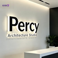 Enseigne Murale Lumineuse LED 3D Personnalisée en Acrylique et Acier Inoxydable avec Effet Halo, Télécommandée, pour Intérieur/Extérieur, Logos d'Entreprises, Bureaux et Façades de Magasins