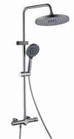Ensemble de douche à effet pluie chaud et froid en laiton avec noyau de vanne en céramique gris, surface brossée, bec de douche en cascade pour hôtels