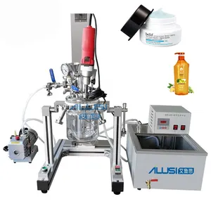 Emulsifier Homogenizer Reactor Lab Vacuum Mixer Machine for Cosmetic Cream Lotion Paste with 1-10L Glass Mixing Tank