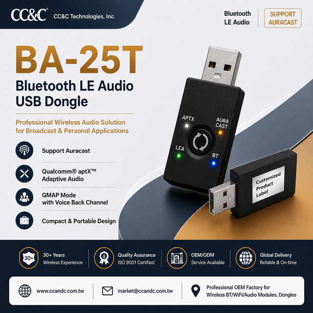 BA-25T Manufacturer Wholesale Hi-fi for 5.4 Audio Transmitter with 70m Range 2.4GHz Frequency AURACAST Support
