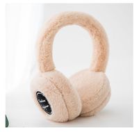 Penutup Telinga Musim Dingin Modis dengan Headphone Nirkabel Imitasi Bulu Kelinci, Headphone Musik Kompatibel dengan Ponsel dan PC