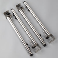 Pieds de meubles en acier inoxydable de luxe, pour bar, bureau, table à café, table à manger, en métal, forme F, avec pince, hauteur réglable, télescopiques