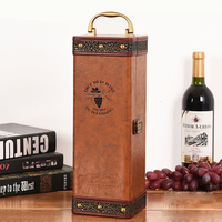 Caja de Regalo de PU con Asa para Botellas de Vino, Accesorios para Botellas de Licor, Whisky y Vino, Estilo Vintage, MOQ Bajo, Venta al por Mayor