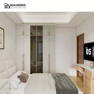 خزانة ملابس بيضاء مع أبواب منزلقة بمرايا ، طراز حديث لخزانة ملابس غرفة النوم - Product Image 3