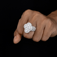 Bague pour homme style Hip Hop en argent sterling 925 avec moissanite de laboratoire, plaqué or 18 carats, sertissage à griffes, certifiée par un tiers