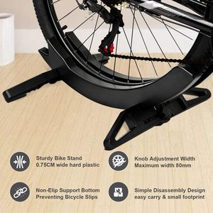 Support de stationnement de vélo réglable en ABS pour montage au sol, intérieur/extérieur, pour roues avant et arrière, gain de place, pour vélos de route, VTT et Fat Tire - Product Image 4