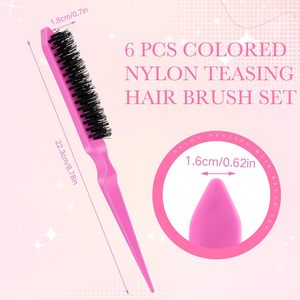 Cepillo <span class=keywords><strong>de</strong></span> Pelo Personalizado con Punta Fina, Antifrizz, Masajeador, Portátil, Voluminizador y Rizador, Color Rosa, para Maquilladores - Product Image 2