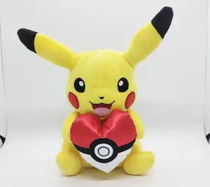 Hot Selling 20cm Kawaii Pikachu With Heart Plush Toy Soft Stuffed PP Cotton Plush Toy Wholesale Home Decoration Pillow Toy