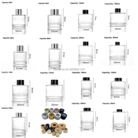 Aromathérapie en verre transparent classique pour bouteille de diffuseur de roseau 50ml/100ml rond vide plat avec bouchon de logo personnalisé et Bo