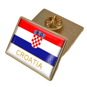 Disesuaikan kreatif Kroasia seri bendera nasional lapisan emas besi pin Enamel Cina dan Kroasia nasional ramah Lapel pin