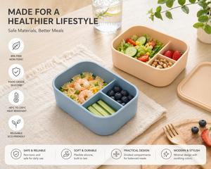 Premium Bpa-Free Food Storage Container High Temperature Resistant <b>Microwaveable</b> <b>Lunch</b> Non-Toxic Silicone Bento <b>Box</b> - Product Image 4