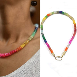 Woying 2025 Trendy Stainless Steel Handmade Colorful Natural Stone Beaded <strong>Boho</strong> <strong>Necklace</strong> for Women Wholesale - Product Image 4