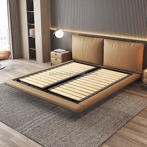 เตียงหนังแท้ดีไซน์หรูหราพร้อมไฟสำหรับห้องนอน ปี 2026 - Product Image 6