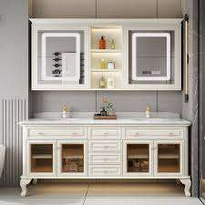 Style américain <span class=keywords><strong>clair</strong></span> chêne cuisson peinture crème blanc type de sol salle de bain vanité avec extra large espace - Product Image 5